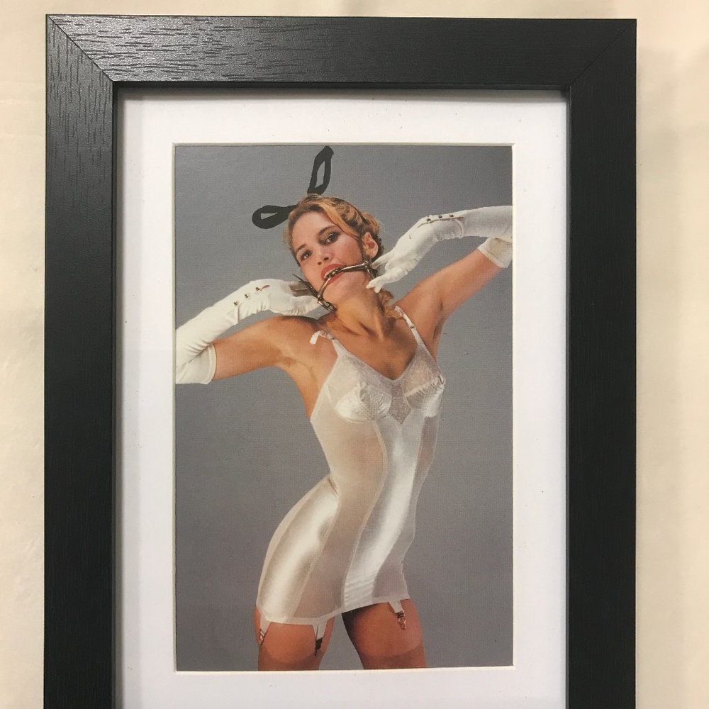 FETISH GIRLS Matted & Framed Art Postcard Print by Eric Kroll - White Corset